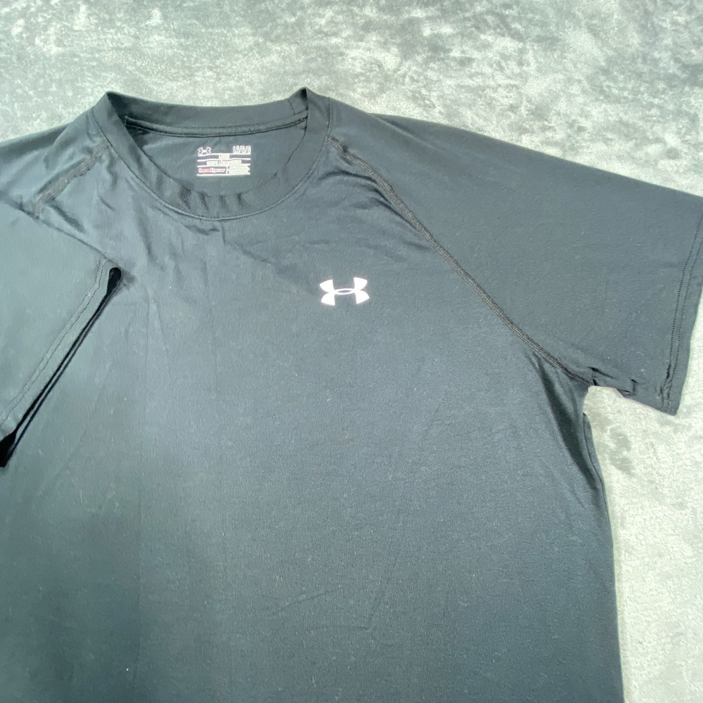 Under‎ Armour Shirt Mens Large Black Short Sleeve Heat Gear Loose Fit Active Gym